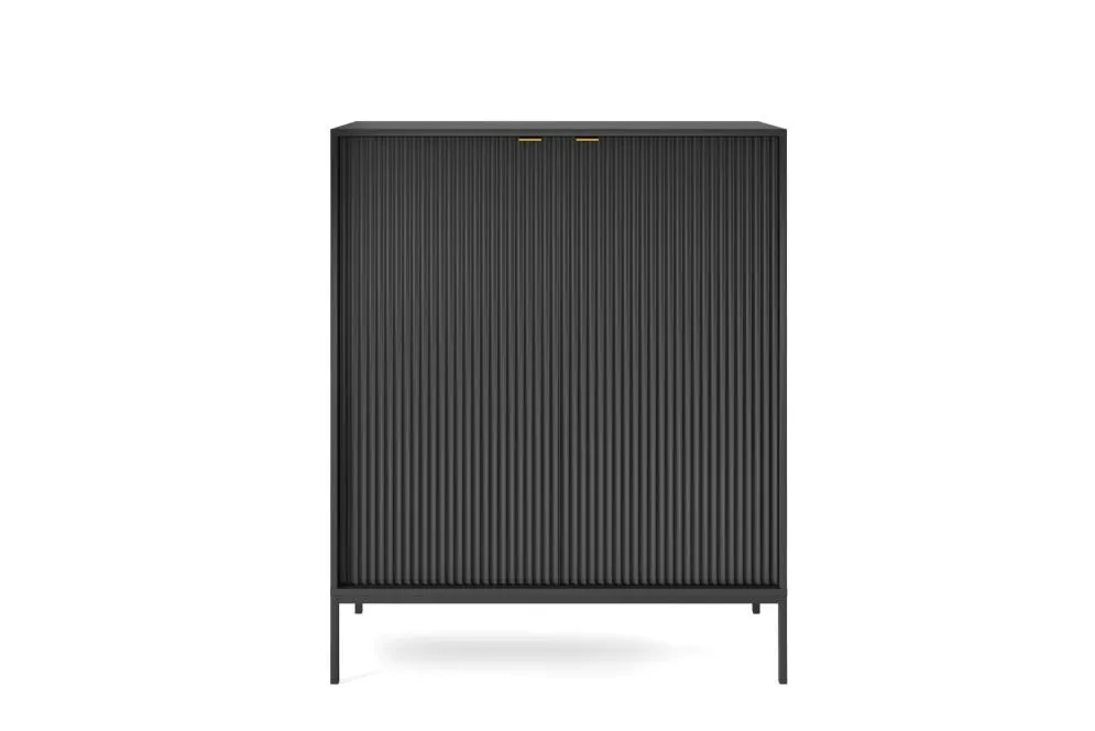 Komoda MILONA 2D 104 cm czarna mat I sklep meblowy MIRAT. styl RYFLOWANY kolekcja MILONA