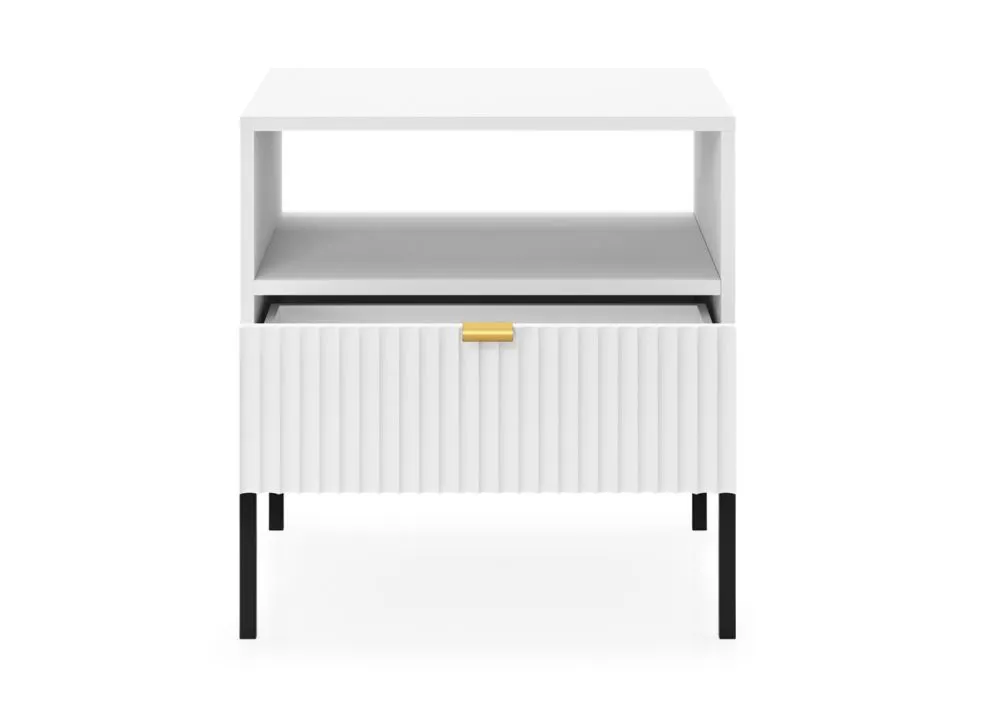Szafka stojąca MILONA 54 cm biała mat   I sklep meblowy MIRAT. styl GLAMOUR, RYFLOWANY kolekcja MILONA