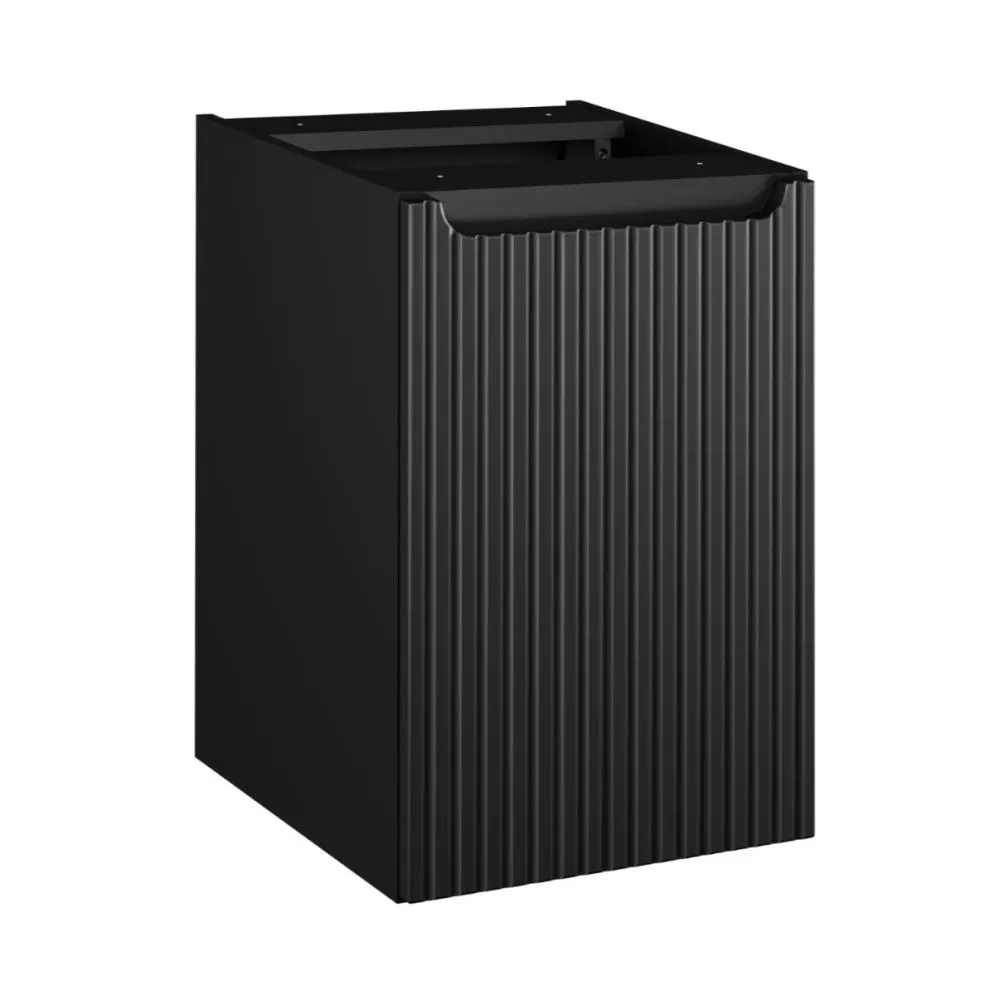 Szafka łazienkowa NOVA BLACK D2 81-40-1D 40cm czarna z koszem ryflowany front I sklep meblowy MIRAT. styl RYFLOWANY