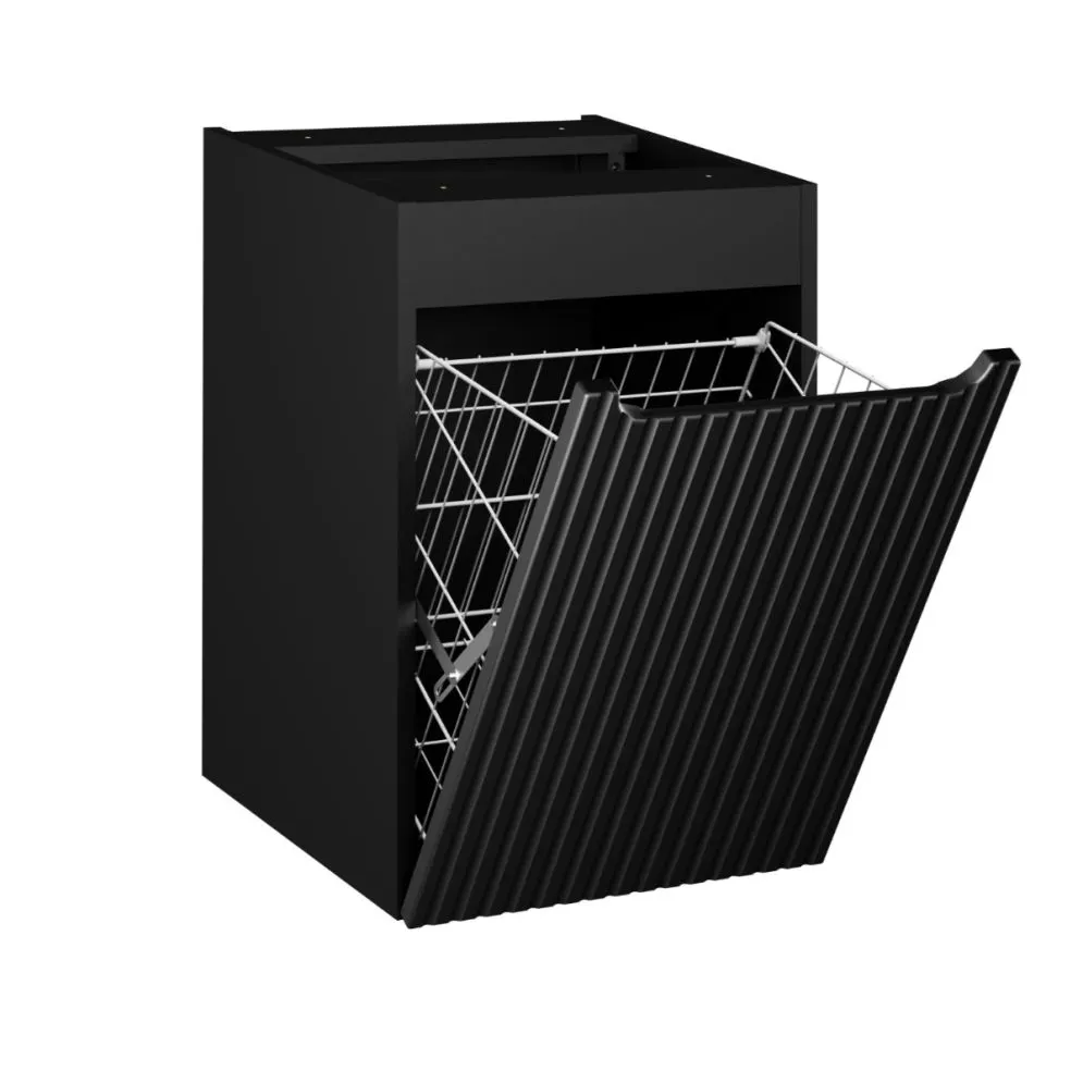 Szafka łazienkowa NOVA BLACK D2 81-40-1D 40cm czarna z koszem ryflowany front I sklep meblowy MIRAT. styl RYFLOWANY