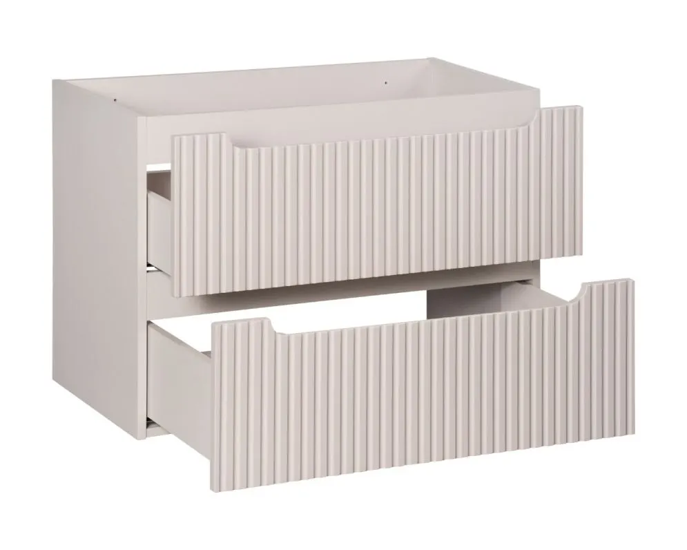Szafka pod umywalkę nablatową NOVA CASHMERE 80cm kaszmirowa - zestaw 100cm z blatem i CARGO I sklep meblowy MIRAT. styl RYFLOWANY kolekcja NOVA