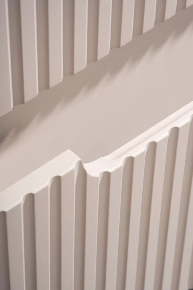 Szafka pod umywalkę nablatową NOVA CASHMERE 50cm kaszmirowa - zestaw 80cm z blatem i CARGO 30cm I sklep meblowy MIRAT. styl RYFLOWANY kolekcja NOVA