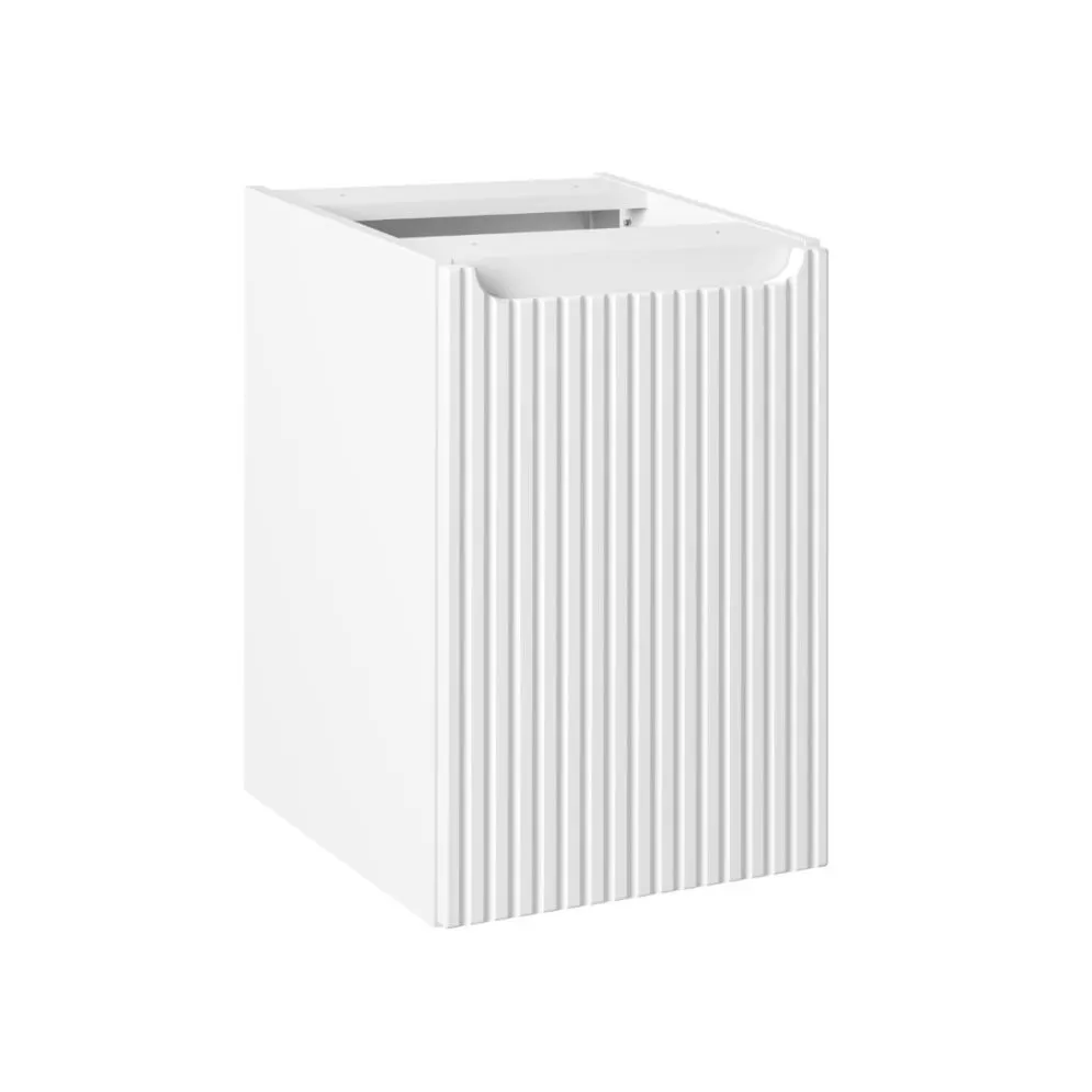 Szafka łazienkowa NOVA WHITE 81-40-1D 40cm biała z koszem na pranie I sklep meblowy MIRAT. styl RYFLOWANY