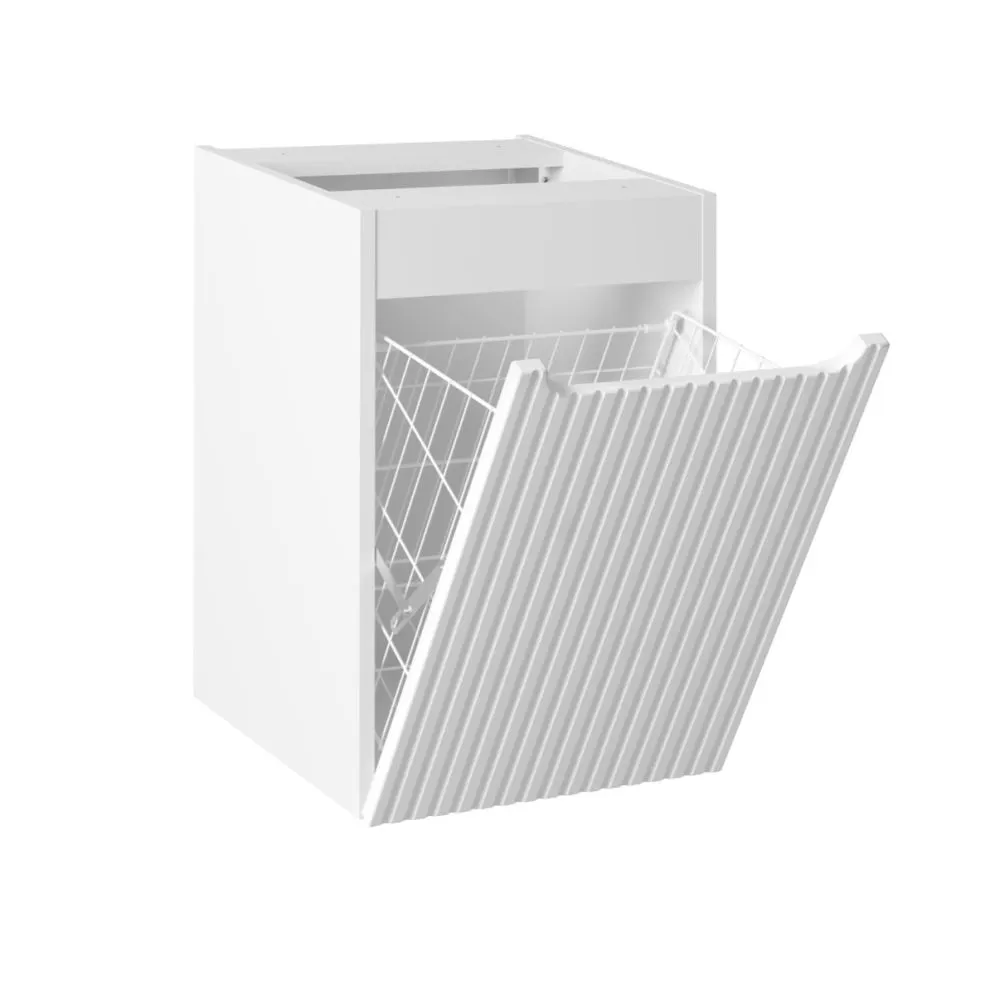 Szafka pod umywalkę nablatową NOVA DENIM 2S 60cm niebieska/biała- zestaw 100cm z koszem na pranie i blatem  I sklep meblowy MIRAT. styl RYFLOWANY kolekcja NOVA