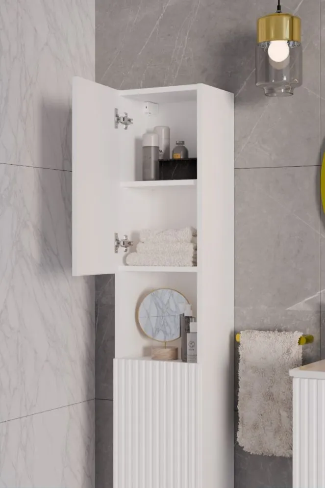 Szafka łazienkowa NOVA WHITE 80-03-2D biała dwudrzwiowa I sklep meblowy MIRAT. styl RYFLOWANY