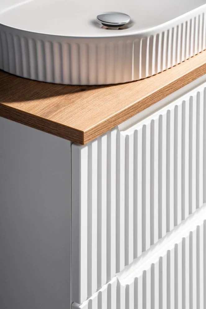 Szafka pod umywalkę NOVA WHITE 82-60-2S 60cm biała ryflowana I sklep meblowy MIRAT. styl RYFLOWANY