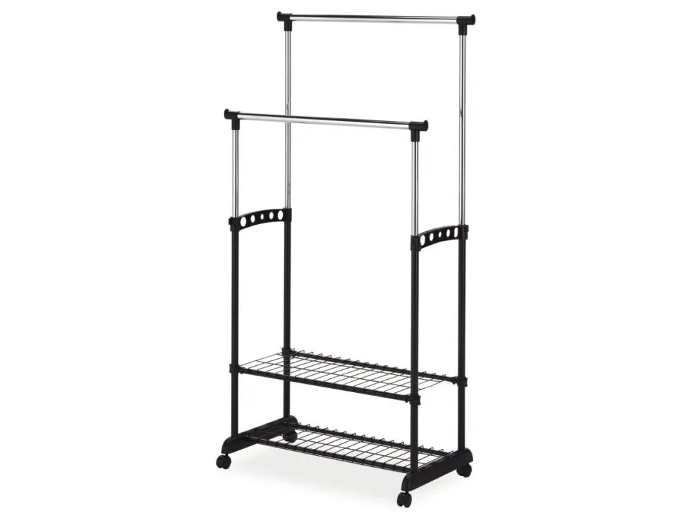 Wieszak NOVA II bis czarny do garderoby z regulacją wysokości | MIRAT.