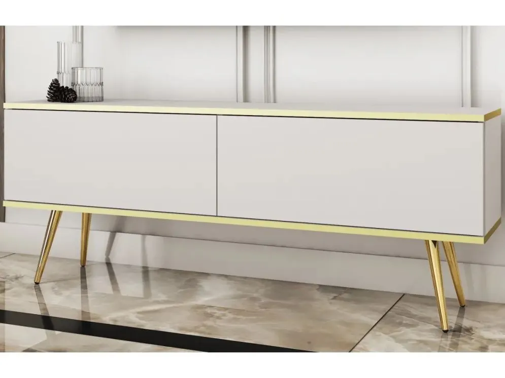 Szafka RTV KARL 135cm wisząca/stojąca biały mat glamour I sklep meblowy MIRAT. styl GLAMOUR