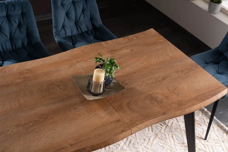 Stół z falowanym blatem Fresno 120(180)x80 cm dąb | MIRAT styl LOFT