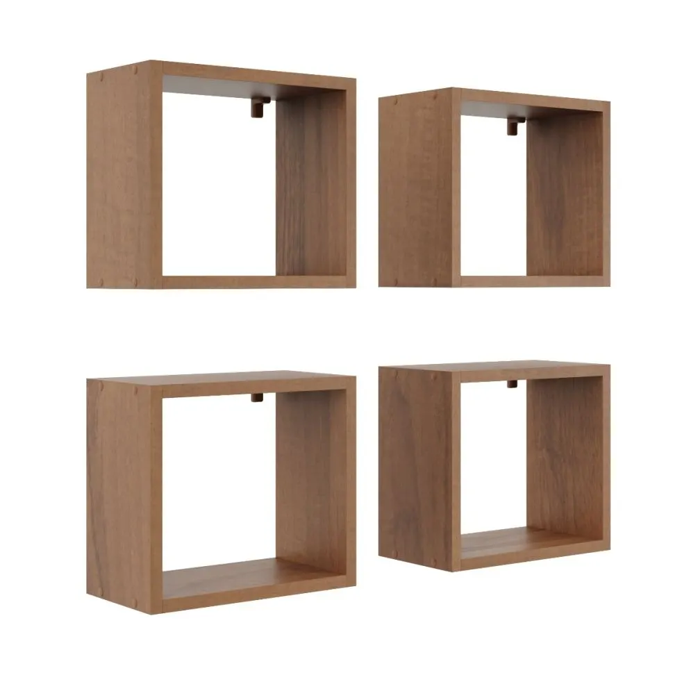 Komplet 4 wiszących półek TUTTI orzech na książki i dekoracje | MIRAT. styl LOFT