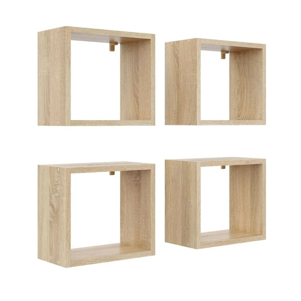 Komplet 4 wiszących półek TUTTI dąb sonoma na książki i dekoracje | MIRAT.