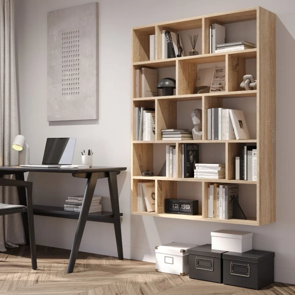 Półka FIOR dąb sonoma wisząca na książki i dekoracje | MIRAT. styl SKANDYNAWSKI