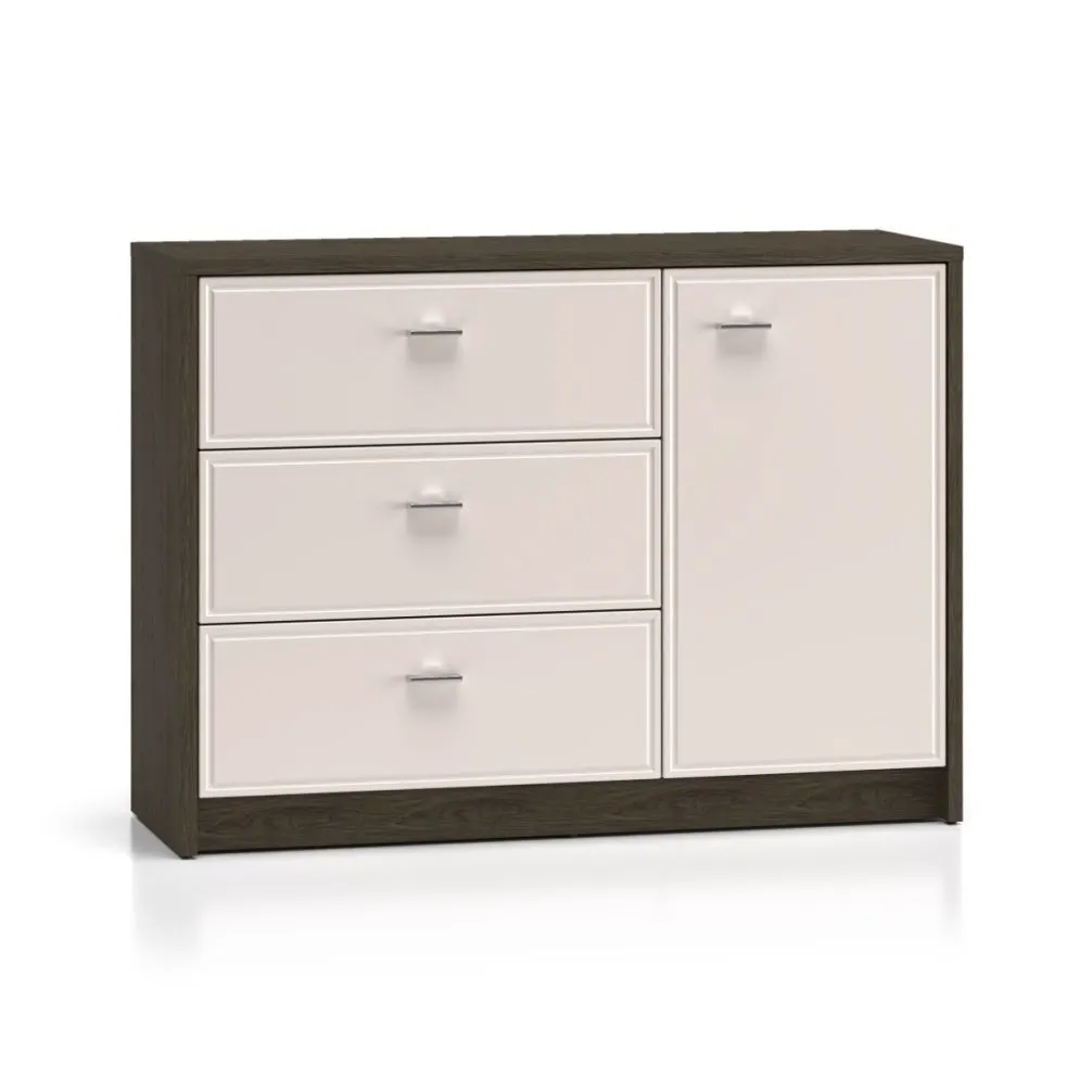 Komoda ALMA 1D3S 117cm dąb windmill/kaszmirowa połysk z szufladami I sklep meblowy MIRAT. kolekcja ALMA