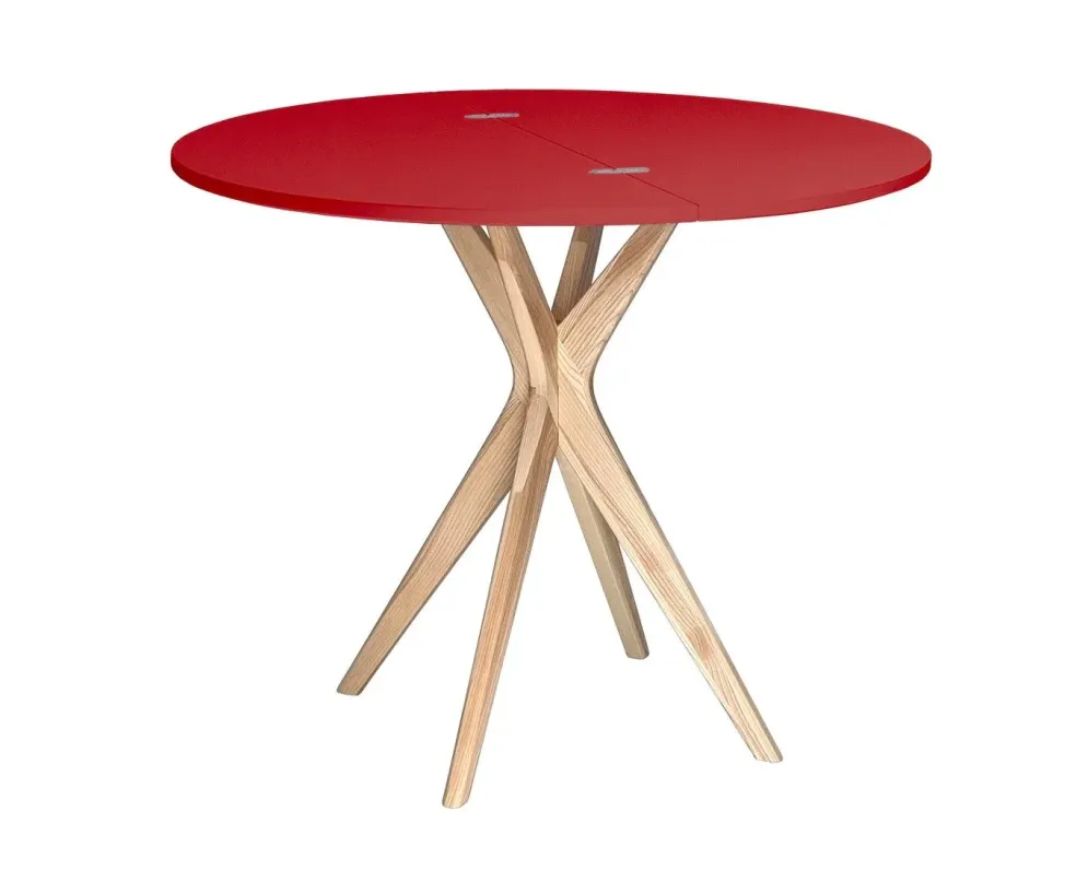 Ekstrawagancki stół CUTTI 100x100 z czerwonym blatem