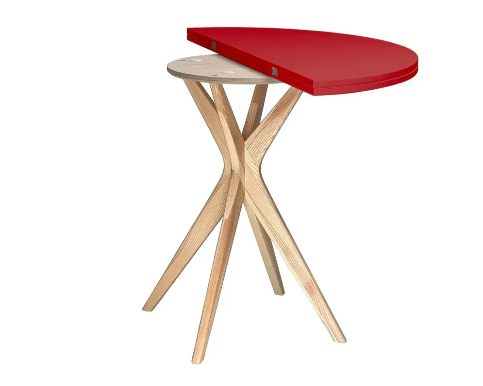 Ekstrawagancki stół CUTTI 100x100 z czerwonym blatem