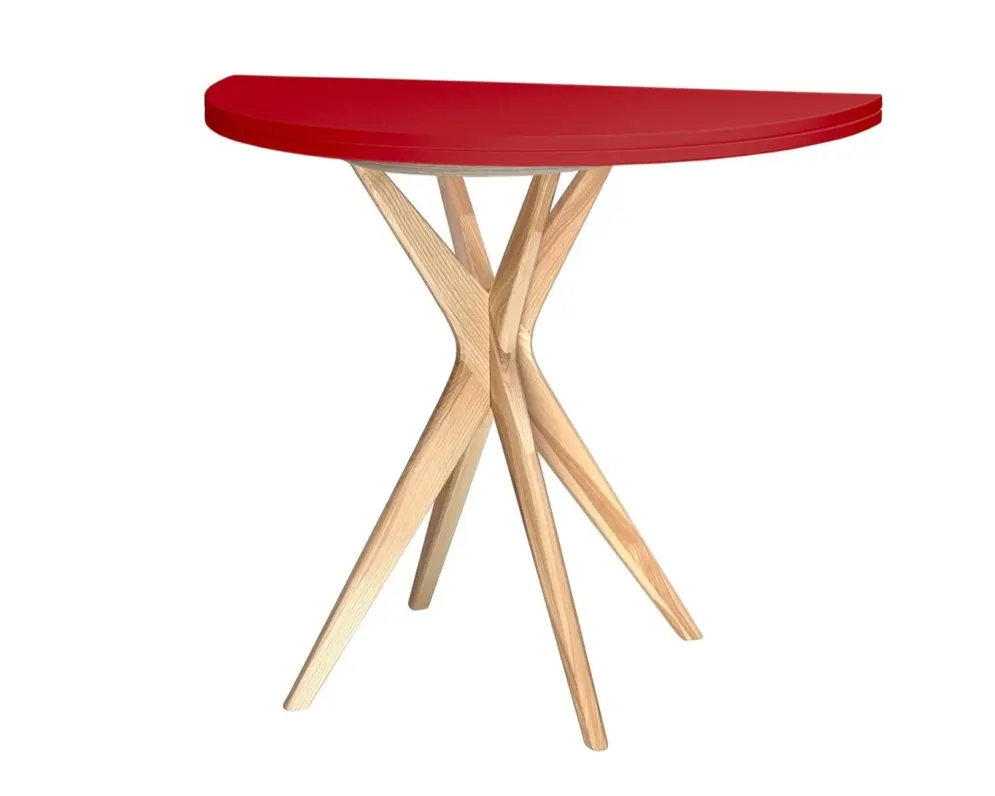 Ekstrawagancki stół CUTTI 100x100 z czerwonym blatem
