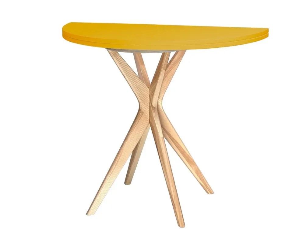 Wyrazisty stół rozkładany CUTTI 100x100 z żółtym blatem