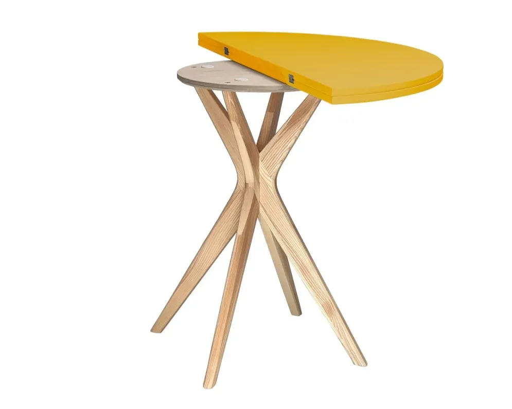 Wyrazisty stół rozkładany CUTTI 100x100 z żółtym blatem