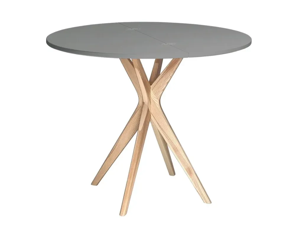 Loftowy stół CUTTI 100x100 z szarym rozkładanym blatem