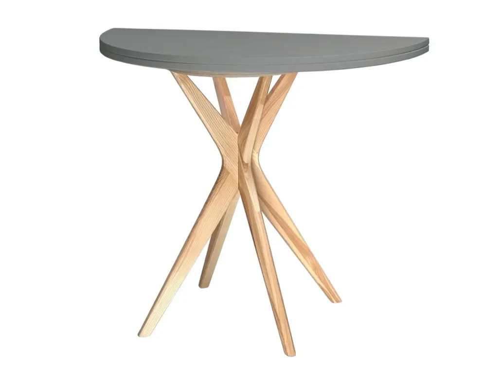 Loftowy stół CUTTI 100x100 z szarym rozkładanym blatem