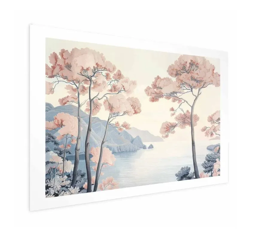 Plakat Ocean i drzewa 90x60 cm bez ramy z marginesem | MIRAT.