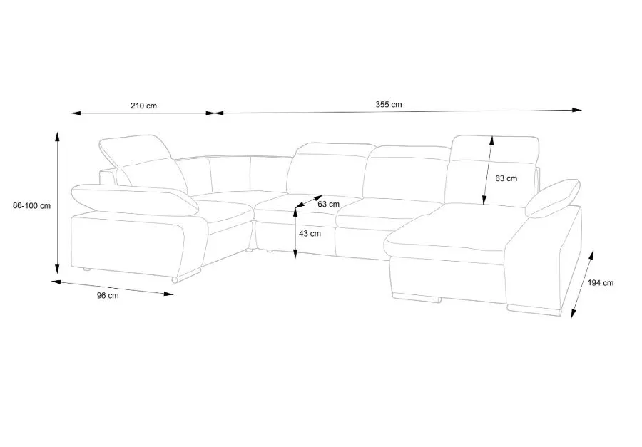 Narożnik z funkcją spania DAKOTA II szary/grafitowy prawy/lewy I sklep meblowy MIRAT.