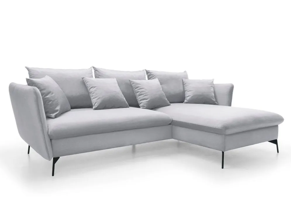 Narożnik z funkcją spania LINDA VELVET szary prawy typu-L I sklep meblowy MIRAT.