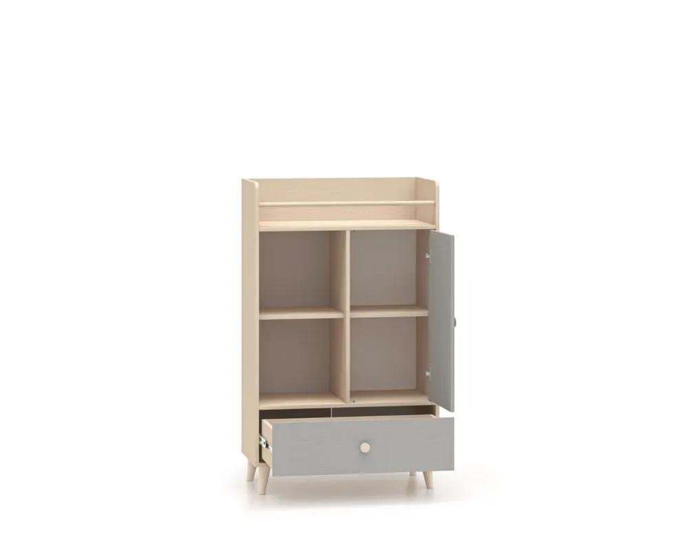 Komoda dziecięca MEVEL 04 130 szara I sklep meblowy MIRAT. styl PASTELE kolekcja MEVEL