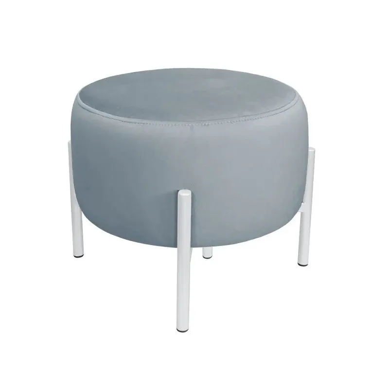 Pufa WILFRED BL VELVET szara/biała okrągła I sklep meblowy MIRAT.