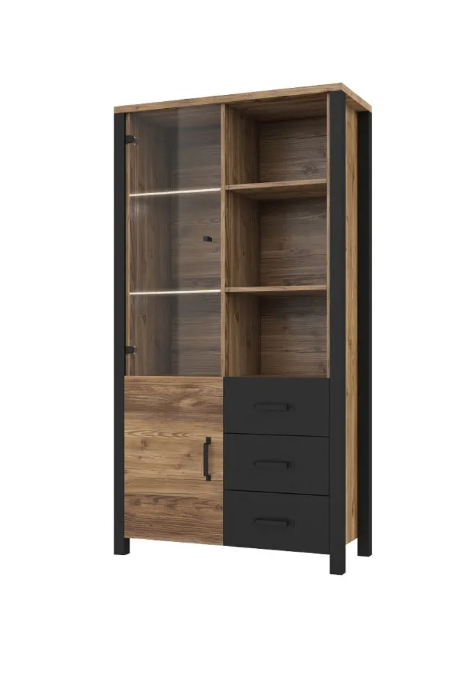 Witryna OLIN 2D3S appenzeller/czarna I sklep meblowy MIRAT. styl LOFT kolekcja OLIN