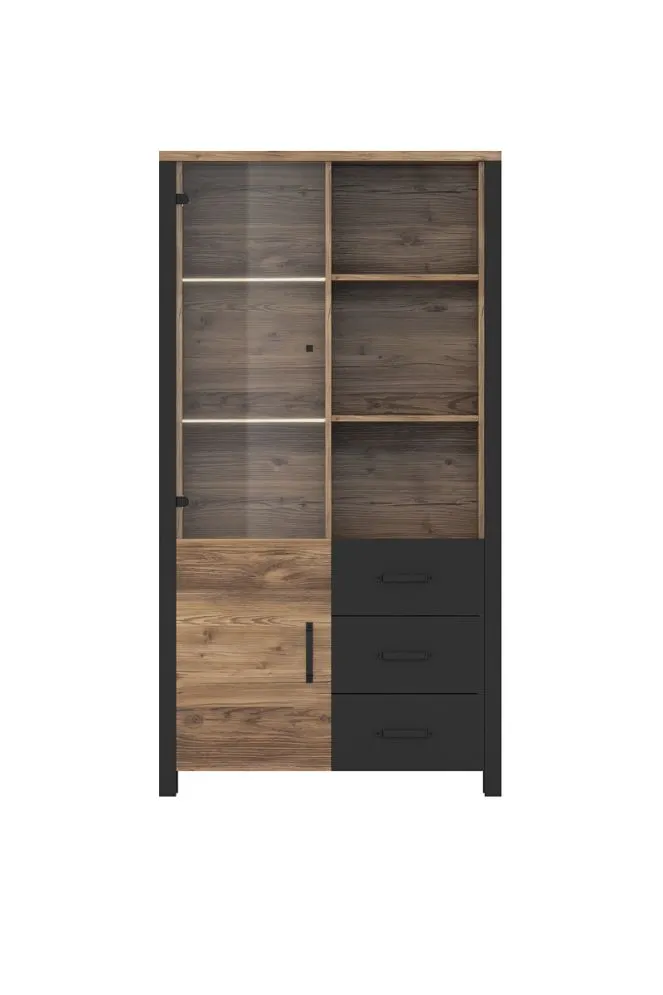 Witryna OLIN 2D3S appenzeller/czarna I sklep meblowy MIRAT. styl LOFT kolekcja OLIN