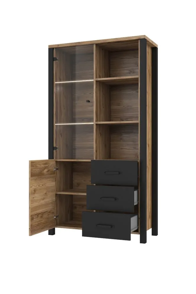 Witryna OLIN 2D3S appenzeller/czarna I sklep meblowy MIRAT. styl LOFT kolekcja OLIN