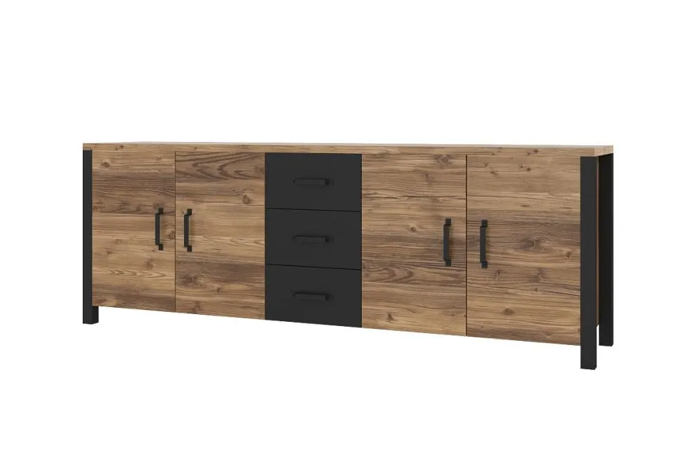 Komoda OLIN 4D3S appenzeller/czarna I sklep meblowy MIRAT. styl LOFT kolekcja OLIN
