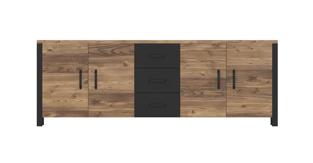 Komoda OLIN 4D3S appenzeller/czarna I sklep meblowy MIRAT. styl LOFT kolekcja OLIN