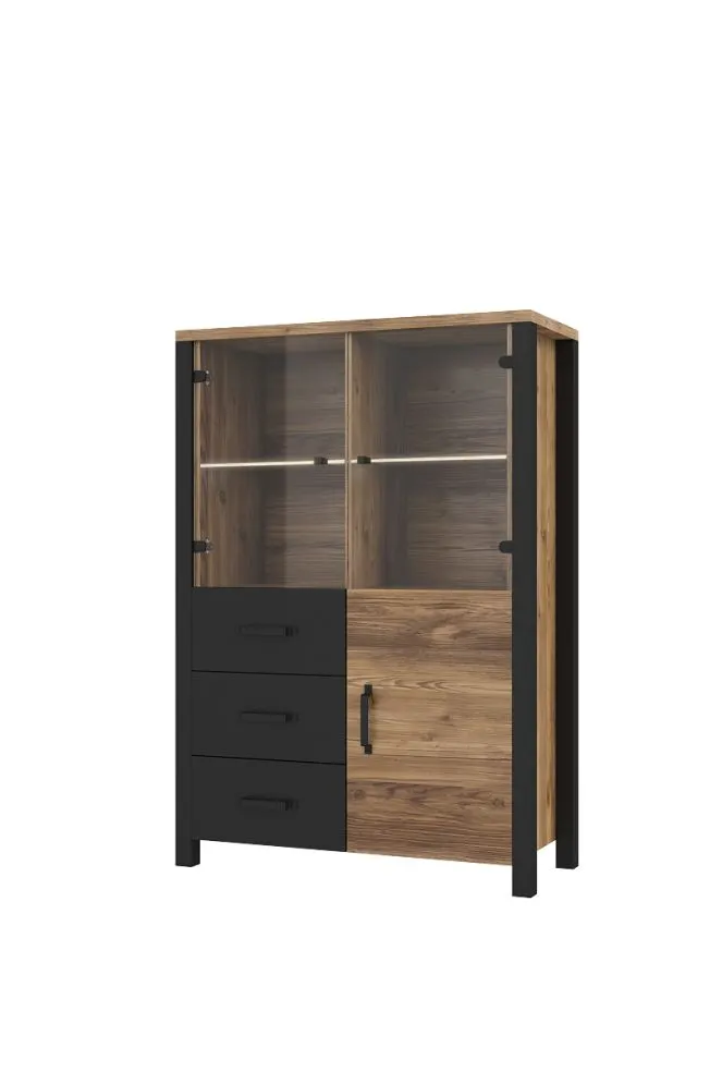 Witryna OLIN 3D3S appenzeller/czarna I sklep meblowy MIRAT. styl LOFT kolekcja OLIN