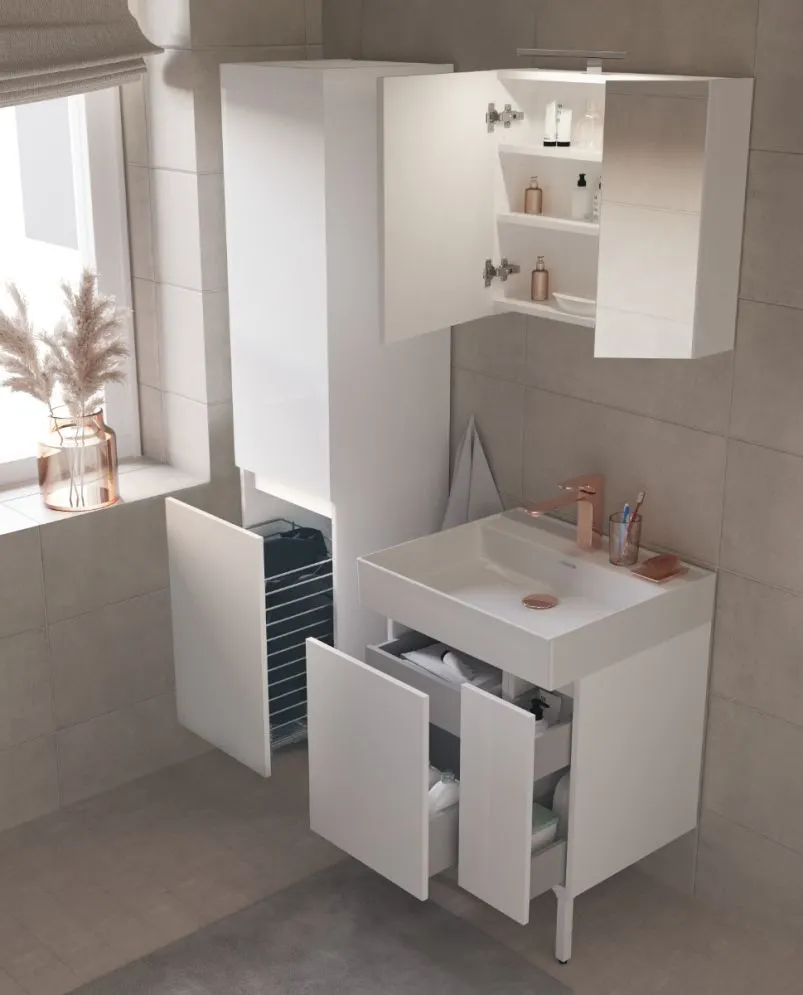 Wysuwany kosz na pranie do szafki wysokiej ARCO 40 cm metalowy | MIRAT  kolekcja ARCO