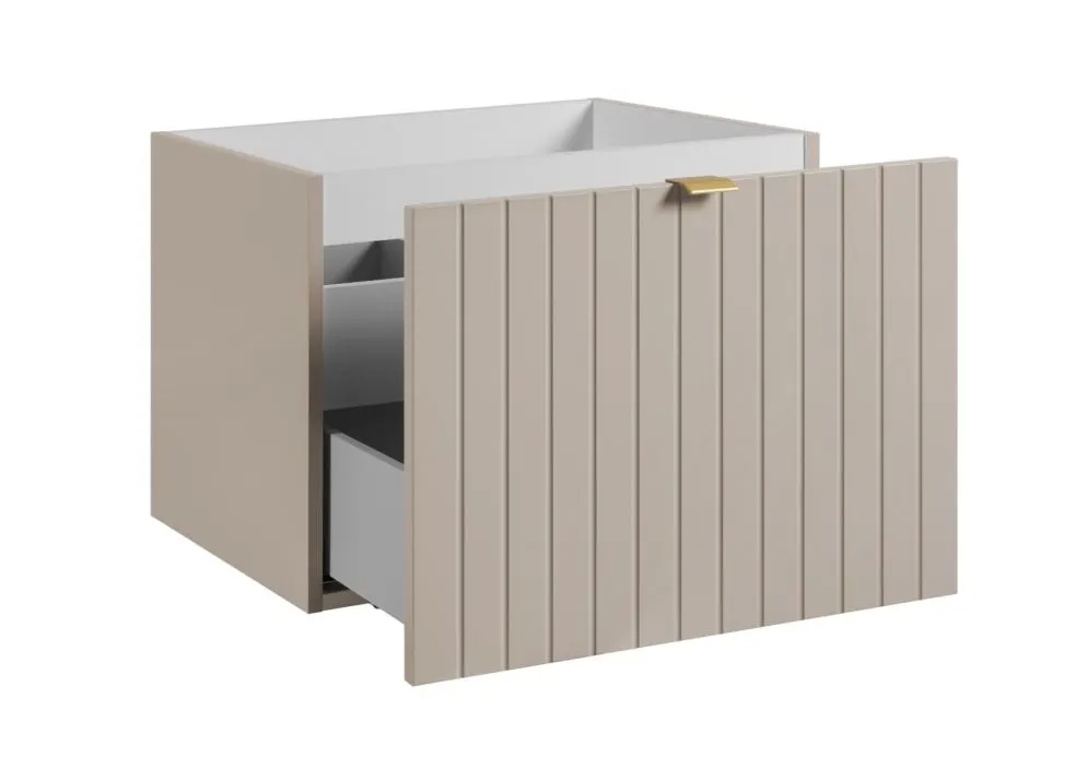 Szafka pod umywalkę HARMO 60 cm kaszmirowa półmat ryflowana | MIRAT kolekcja HARMO