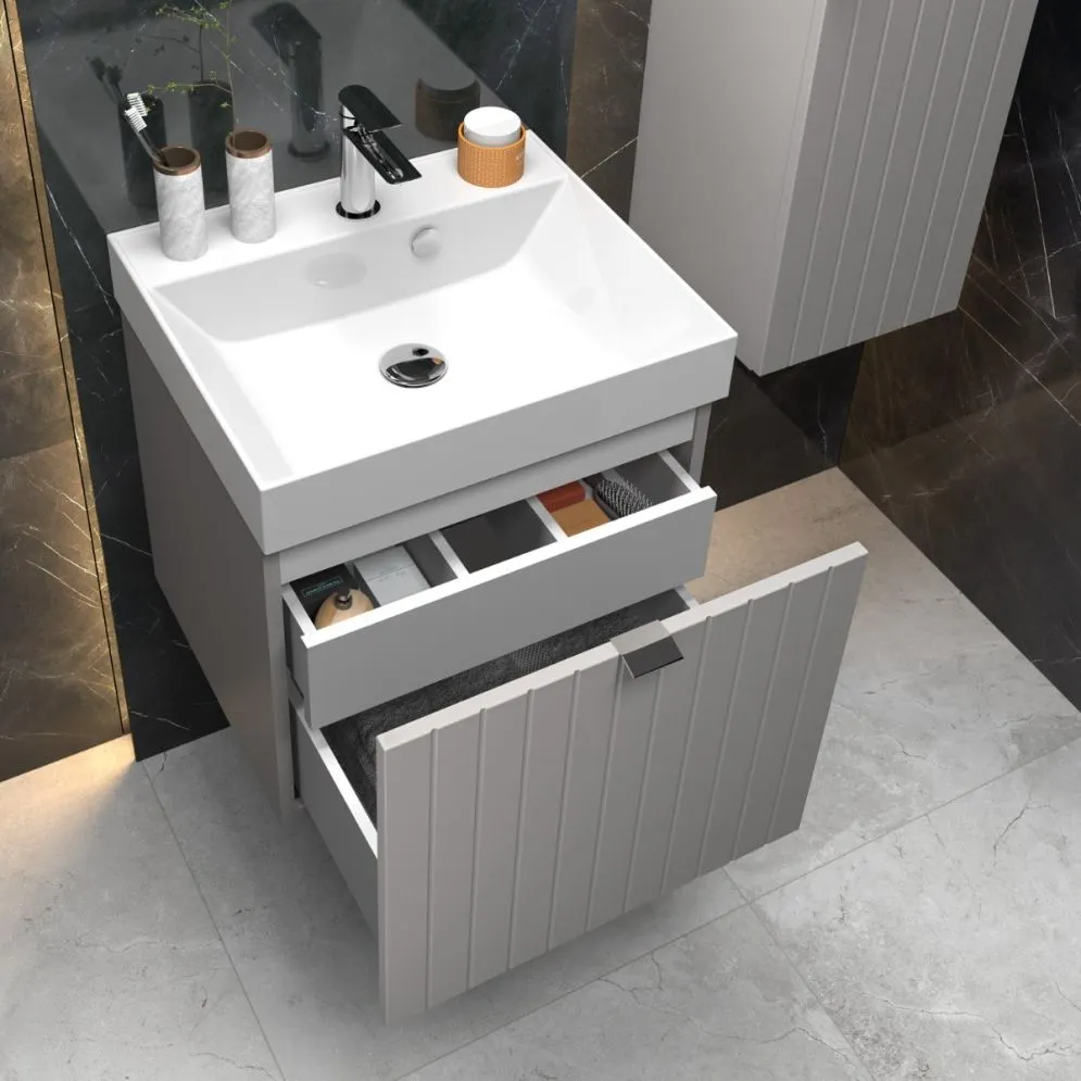 Szafka pod umywalkę HARMO 50 cm kaszmirowa półmat z szufladą wewnętrzną | MIRAT kolekcja HARMO