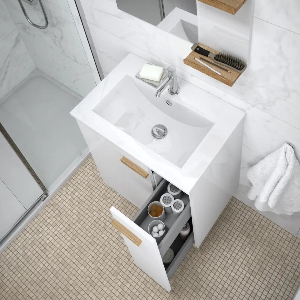 Umywalka meblowa LAU80 80 cm biała ceramiczna z otworem na baterię | MIRAT