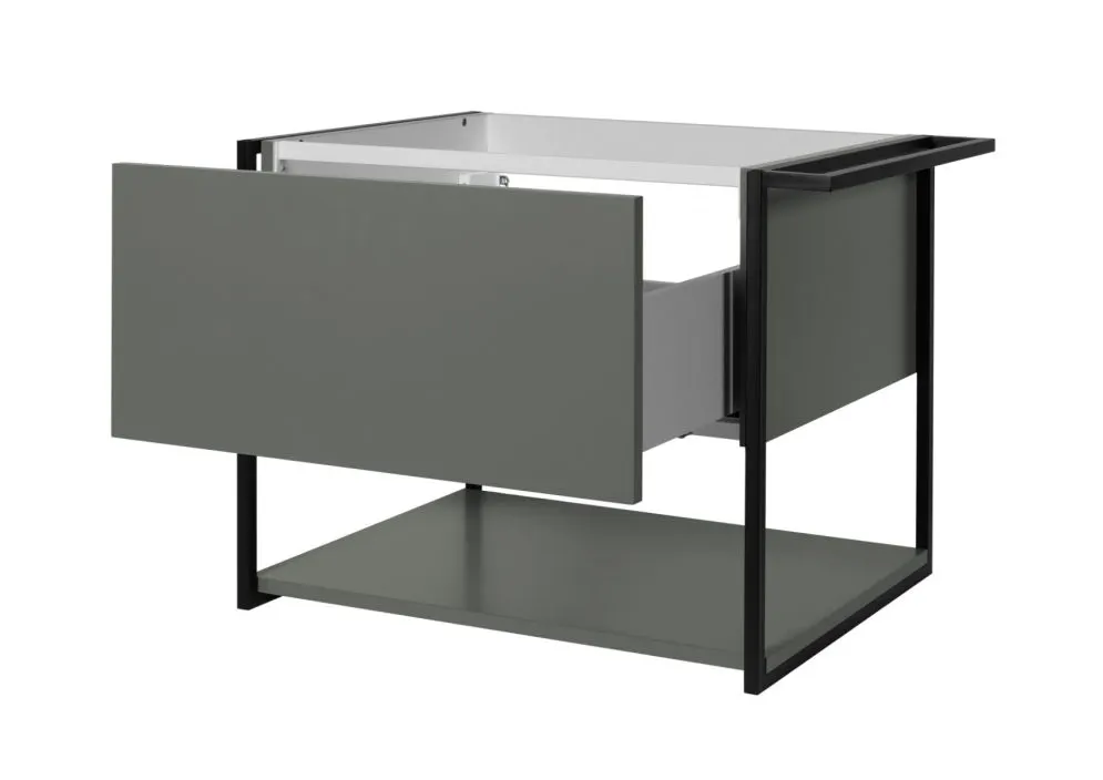 Szafka pod umywalkę LOV 60 cm szaro-zielona półmat z wieszakiem na ręcznik | MIRAT  kolekcja LOV