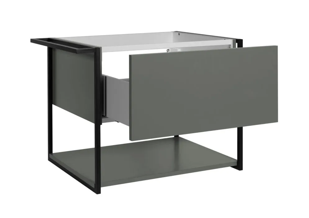 Szafka pod umywalkę LOV 60 cm szaro-zielona półmat z wieszakiem na ręcznik | MIRAT  kolekcja LOV