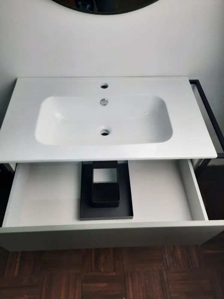 Szafka pod umywalkę LOV 80 cm szaro-zielona półmat z szufladą | MIRAT  kolekcja LOV