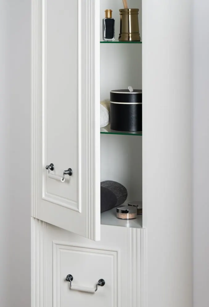 Dwudrzwiowa szafka łazienkowa wysoka OXFORD 40 cm w kolorze starej bieli półmat | MIRAT kolekcja OXFORD