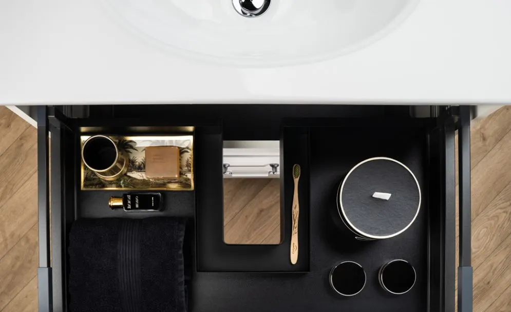 Szafka pod umywalkę OXFORD 80 cm w kolorze ciemno szarym półmat | MIRAT