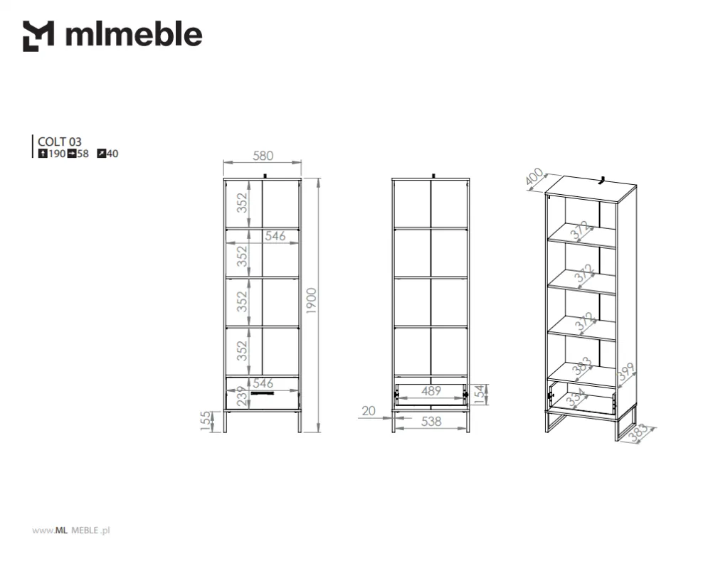 Regał COLT dąb złoty craft/czarny I sklep meblowy MIRAT. styl LOFT kolekcja COLT