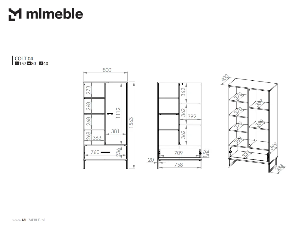 Regał niski COLT dąb złoty craft/czarny I sklep meblowy MIRAT. styl LOFT kolekcja COLT