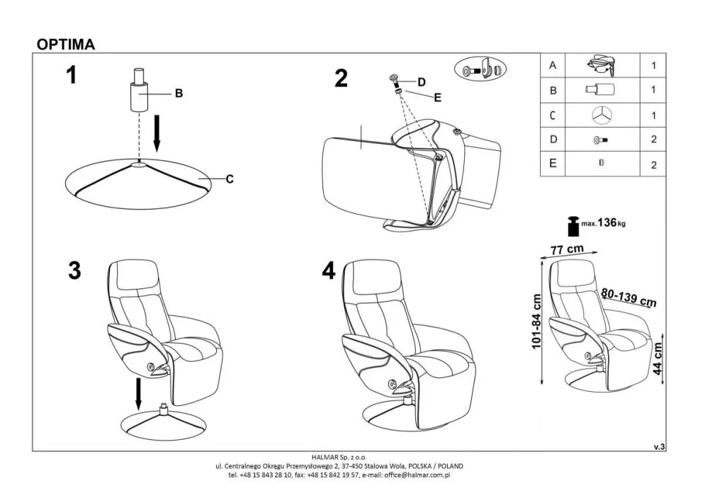 Beżowy fotel OPTIMA rozkładany | MIRAT.