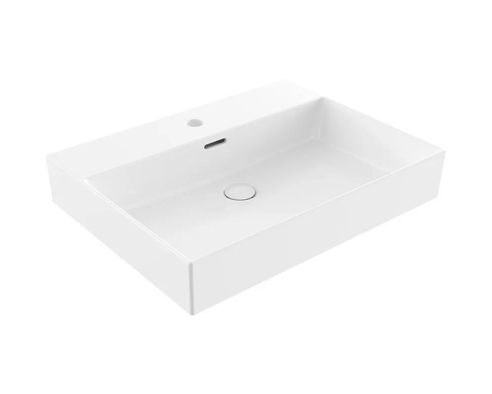 Korek umywalkowy click-clack z przelewem i białą ceramiczną zaślepką | MIRAT