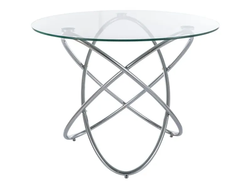 Okrągły stół szklany Orbit 100 cm na chromowanej podstawie | MIRAT styl GLAMOUR