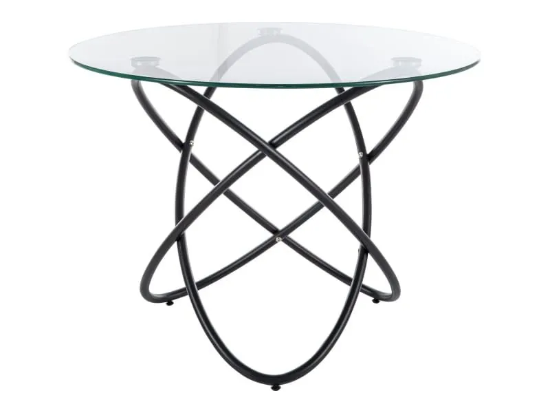 Szklany stół Orbit 100 cm na czarnej podstawie | MIRAT styl LOFT